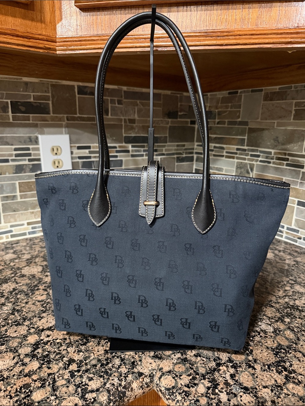 Dooney & Bourke Navy and Black Logo Tote
